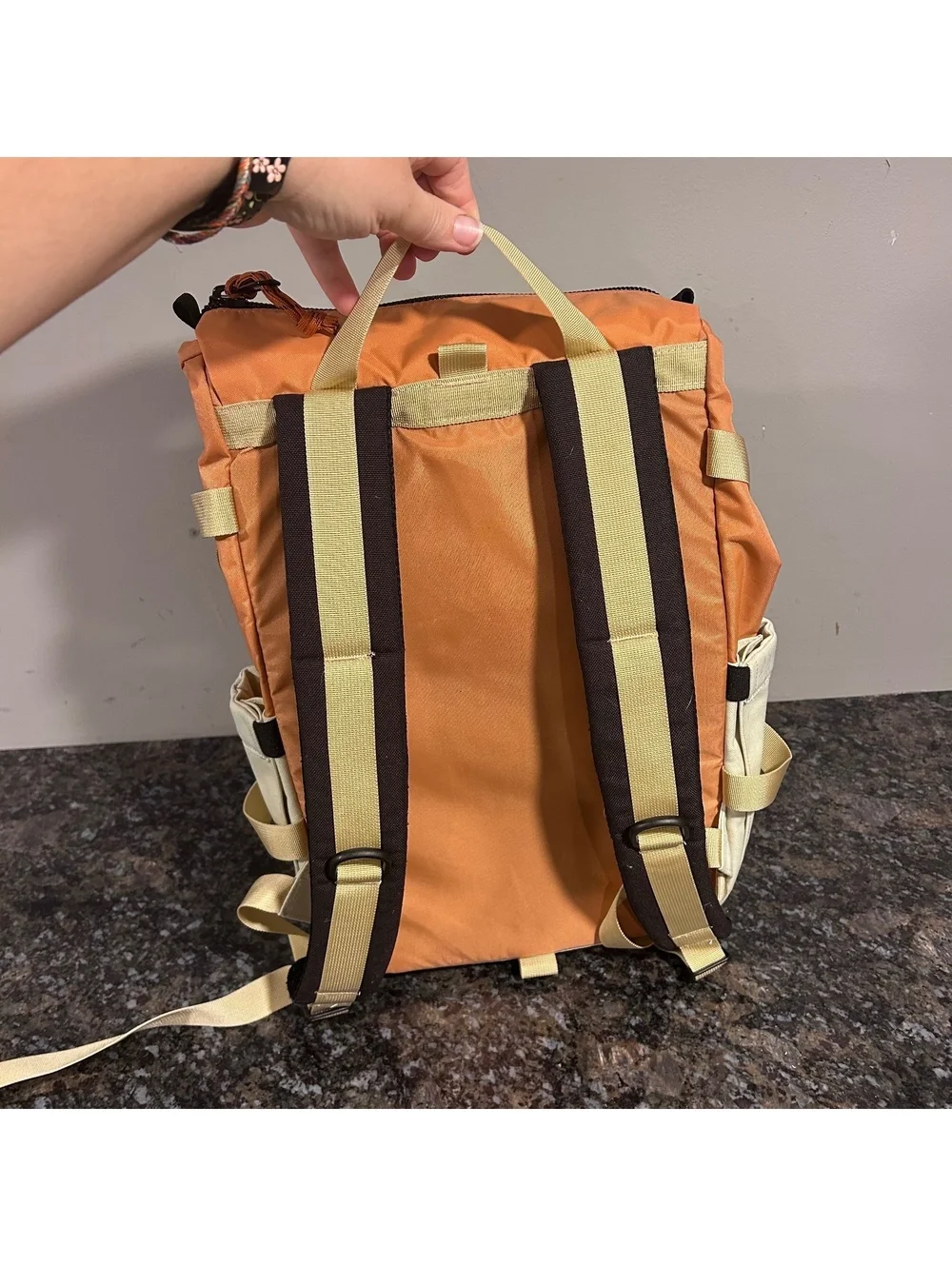 Topo Designs Rover Pack 20L Coral / Beige Hiking EUC W/ Company Logo